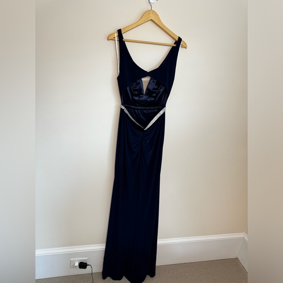 Navy Blue Bodycon Gown with gemstone detail - Picture 5 of 13